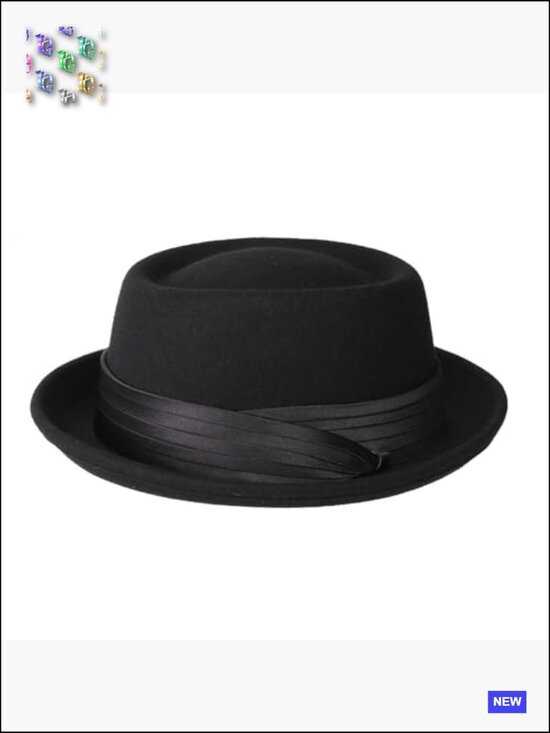 Wool Felt Pork Pie Hat Vintage Fedora Wide Brim Classic Teardrop Crown main image 4